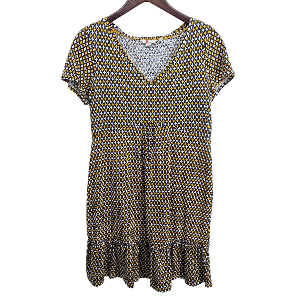 Boden Melissa Jersey Dress Yellow Blue Size 10 Petite